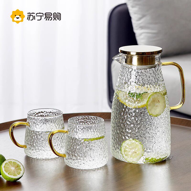 冷水壶玻璃耐高温凉水杯果茶壶大容量冰水壶凉茶壶套装家用凉水壶