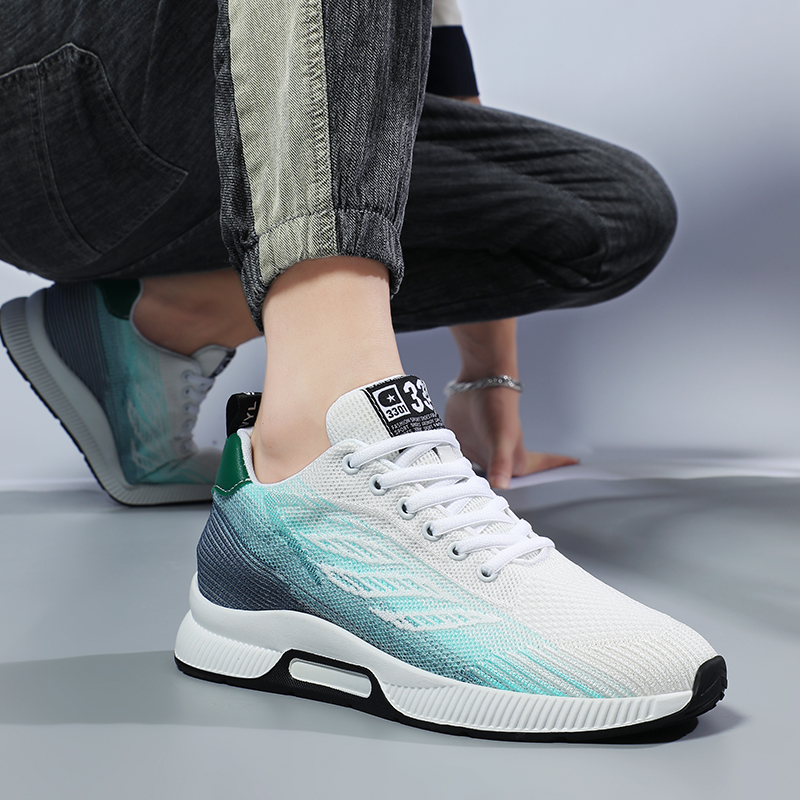 冬季透气内增高男鞋10cm8cm6休闲运动鞋网面飞织大尺码45码46增高