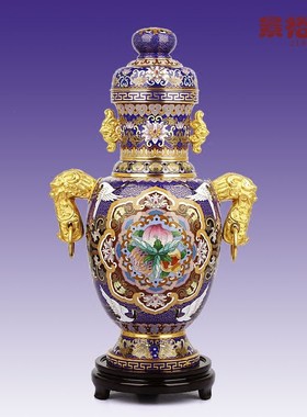 景泰蓝花瓶摆件吉福垒铜胎客厅装饰商务外事送老人生日礼品工艺品