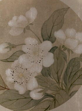 新中式客厅装饰画仿古漆画金箔画银箔画背景墙画淡雅梨花一组六联