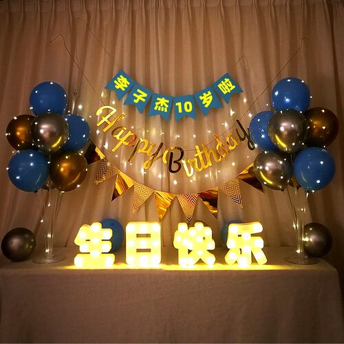 男孩女孩网红惊喜k气球背景墙儿童生日快乐装饰宝宝1周岁场景布置