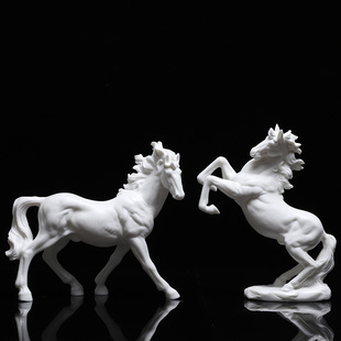 陶瓷白瓷马摆件i一对招财办公室客厅装饰品工艺品生肖马到成功礼