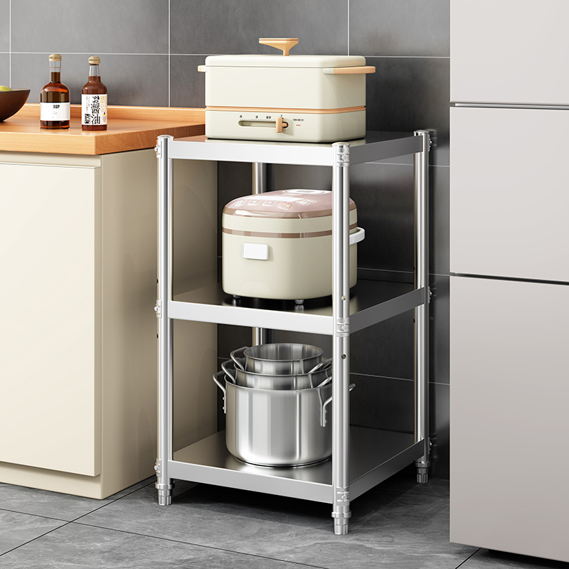 厨房置物架不锈钢家用落地多层微波炉置物架夹缝收纳层架小锅电器