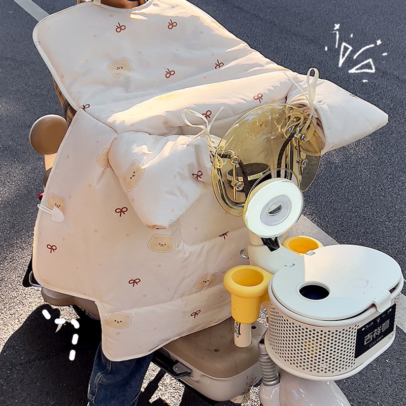 电动车挡风被可爱高颜值冬季加绒加厚摩托车20O25新款双面防水防