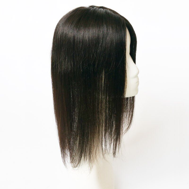 全真人发丝递针补发片女士头顶假发片H遮盖后脑勺两侧白发轻薄隐