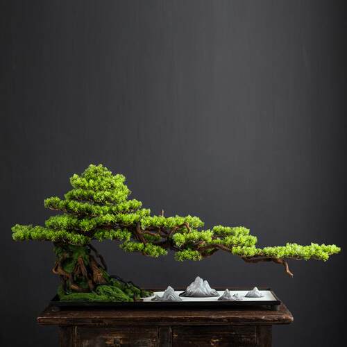 仿真迎客松摆件假绿植盆景中式客厅玄关桌面植物盆栽茶室禅意装饰