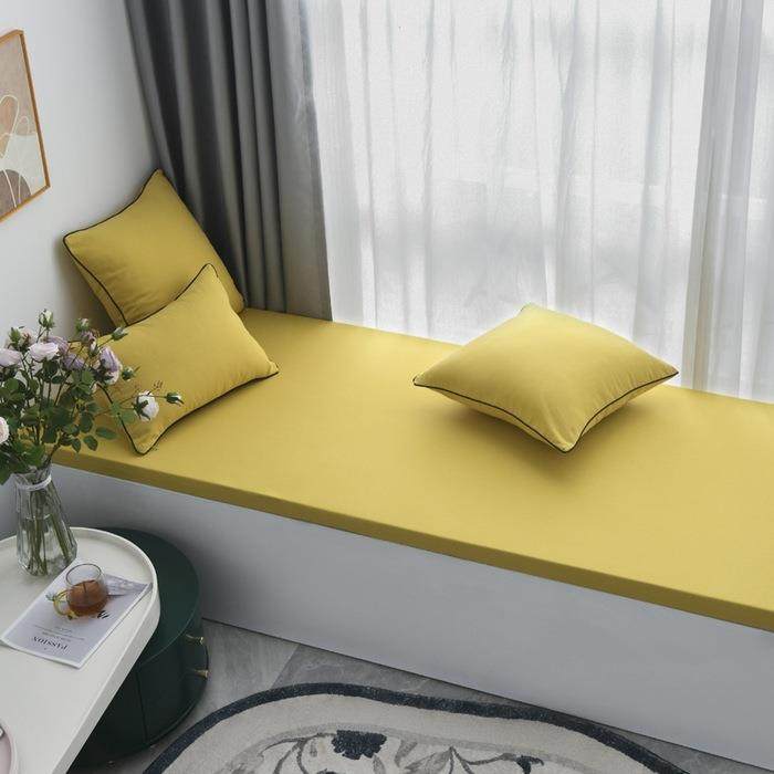 2024新款素色提花砂洗飘窗垫可定任何尺寸-彩棉纯色沙发垫抱枕