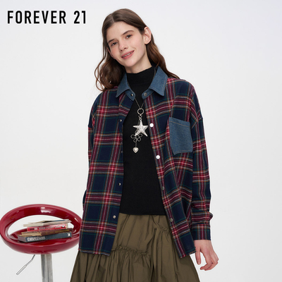 FOREVER21格纹设计感宽松衬衫