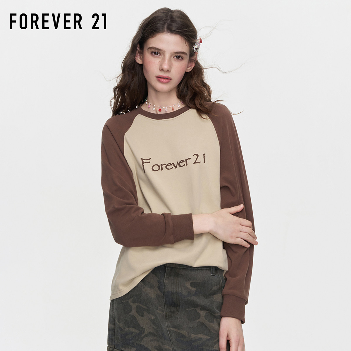 FOREVER21美式字母拼接T恤