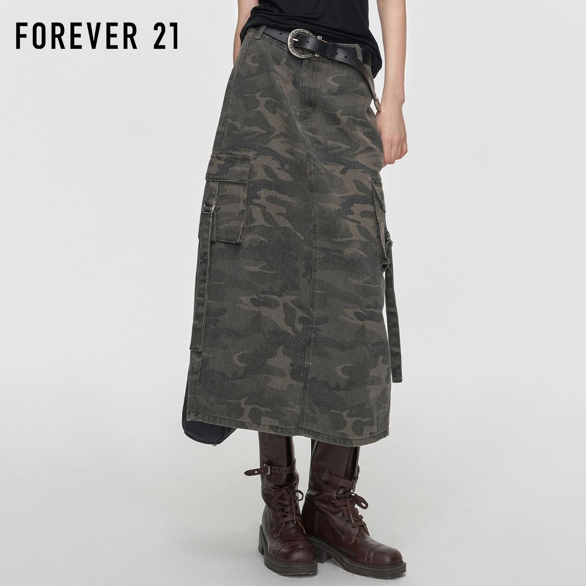 复古设计感小众迷彩工装半身裙