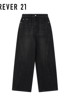 F21加绒加厚高街复古黑色高腰牛仔裤女秋冬休闲通勤百搭显瘦长裤