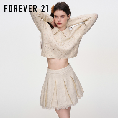 FOREVER21法式小香风短款针织衫