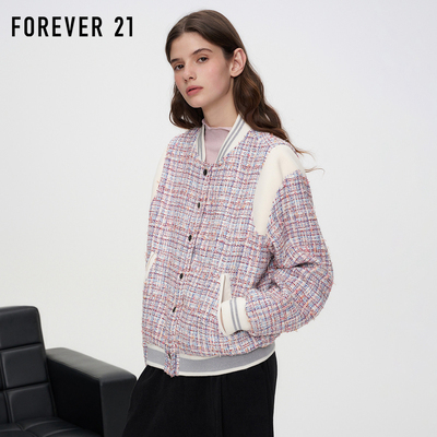 FOREVER21学院风拼接棒球服