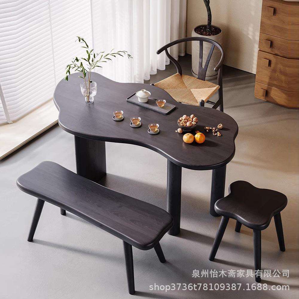 简约设计师实木茶桌椅组合客厅家用休闲小型茶台创意不规则接待桌