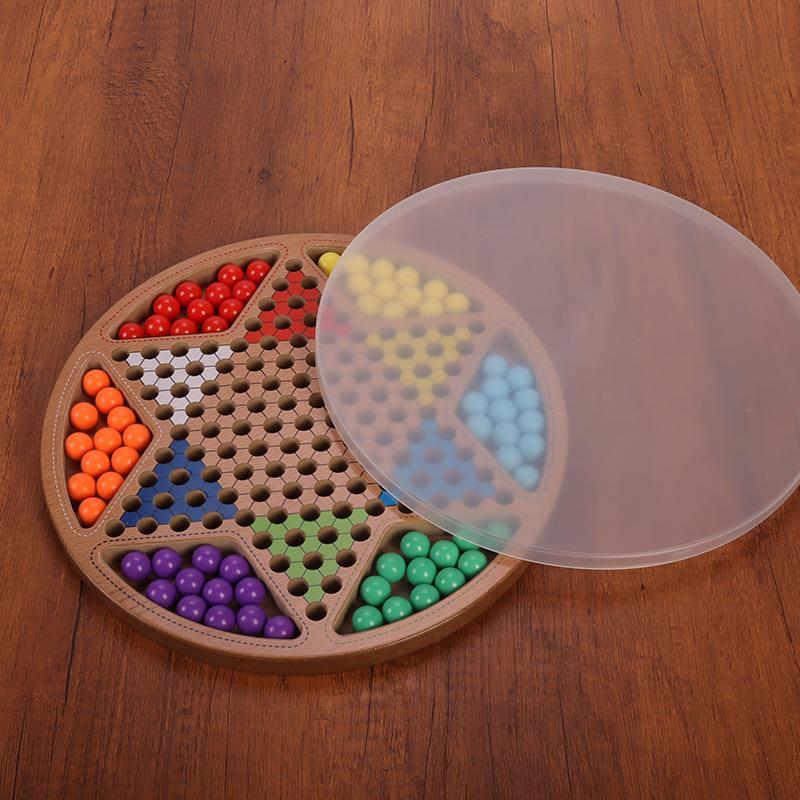 跳棋儿童小学大人版跳跳棋玻璃珠子木质跳棋五子棋二合一