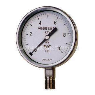 不锈钢膜盒压力表 YE-100B 量程0-50kpa 精度1.6级 螺纹M20*1.5