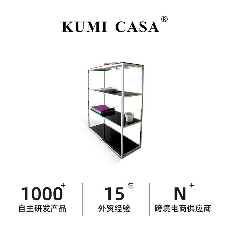 简约不锈钢落地陈列架玻璃服装店置物架轻奢酒柜透明展示柜收纳架