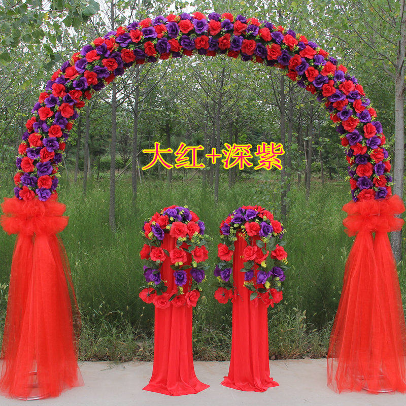 花拱门婚庆道具绢花拱门全花花门开业庆典活动花门婚礼拱门新款花