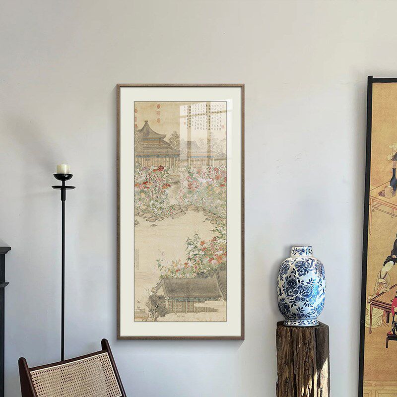 《秋画诗图》新中式玄关装饰画宋代美学客厅挂画国风艺术落地摆画