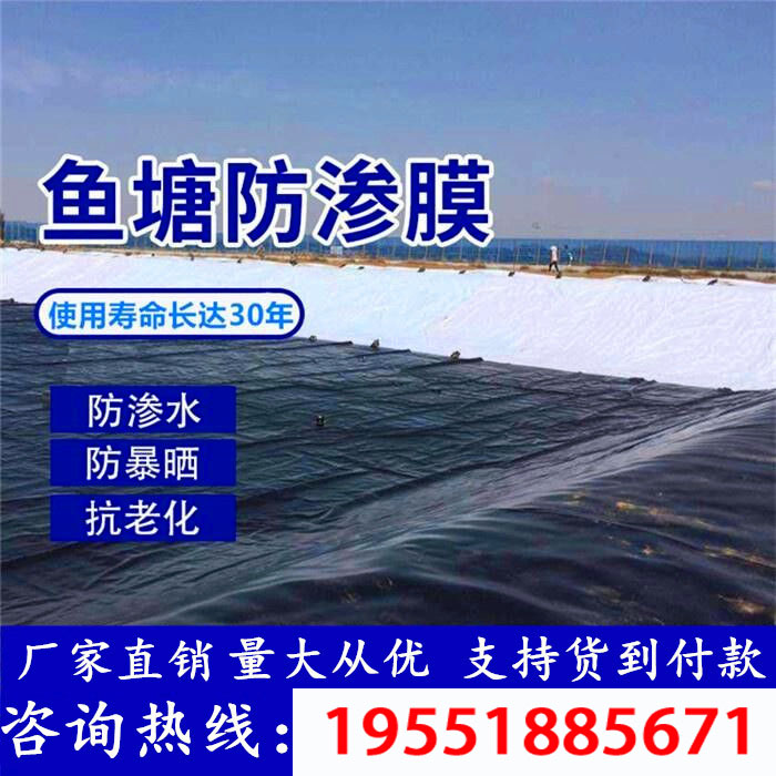 鱼塘防渗膜土工膜防渗膜鱼塘膜鱼池专用池塘防水布V复合黑色塑料
