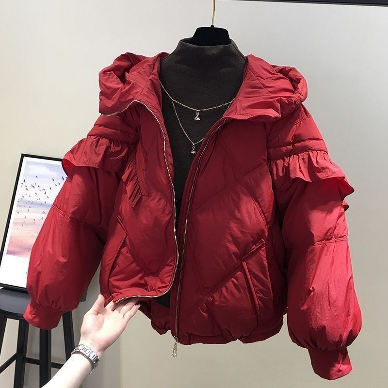 今年流行爆款红色短款羽绒棉服女小个子2024冬季新款棉袄小众棉衣