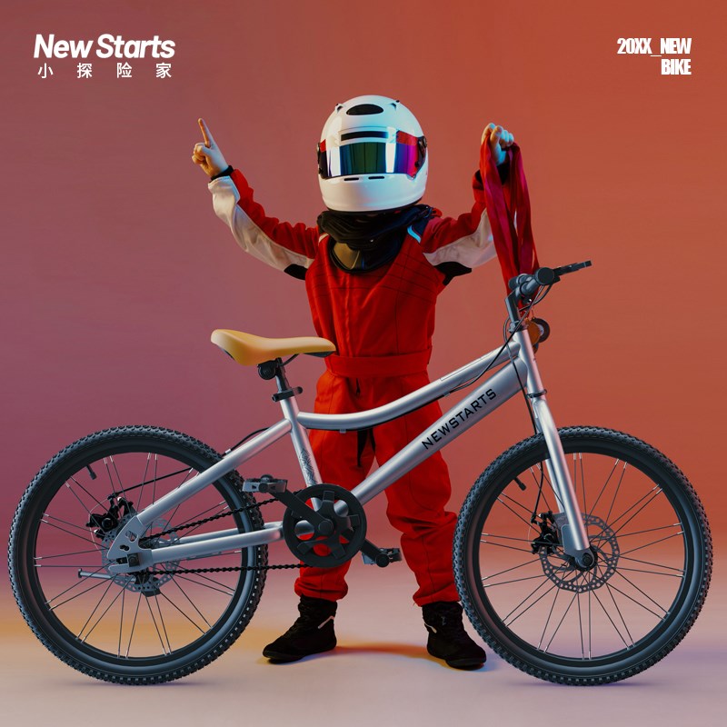 儿童山地车红色赛车双碟刹超安全男女中小学生自行车玩具单车