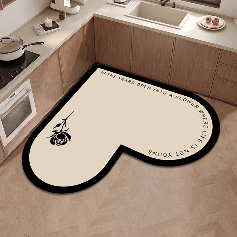 心形厨房地垫吸水皮革脚垫可擦免清洗垫子防滑防油专用地毯,居家布艺,厨房地垫,淘宝优惠券,粉丝福利购,淘宝优惠卷