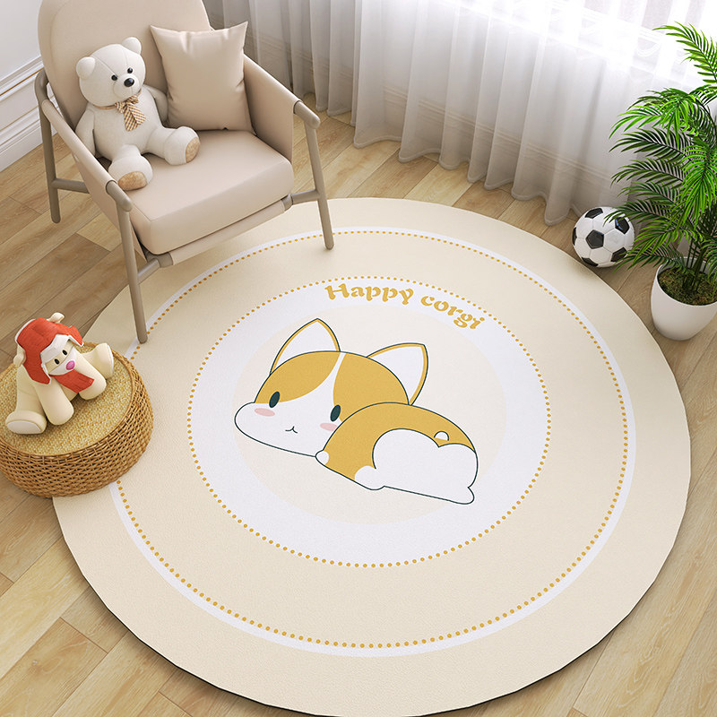 卡通圆形地毯可擦洗pvc电脑椅垫子ins风儿童房防滑卧室客厅地垫厚,居家布艺,家用脚垫,淘宝优惠券,粉丝福利购,淘宝优惠卷
