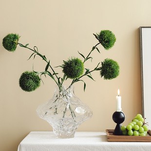 南十字星 绿石竹仿真花手感软胶绿毛球百子莲假U花摆件摄影道具