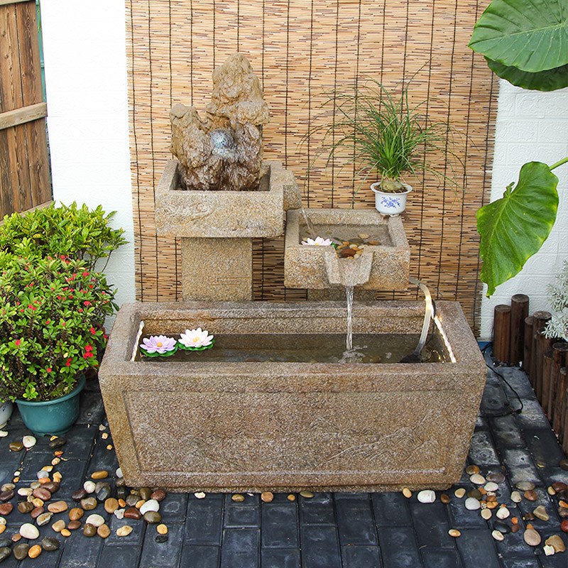 新中式庭院阳台假山流水鱼池摆件入户花园喷泉水系造景循环水装饰