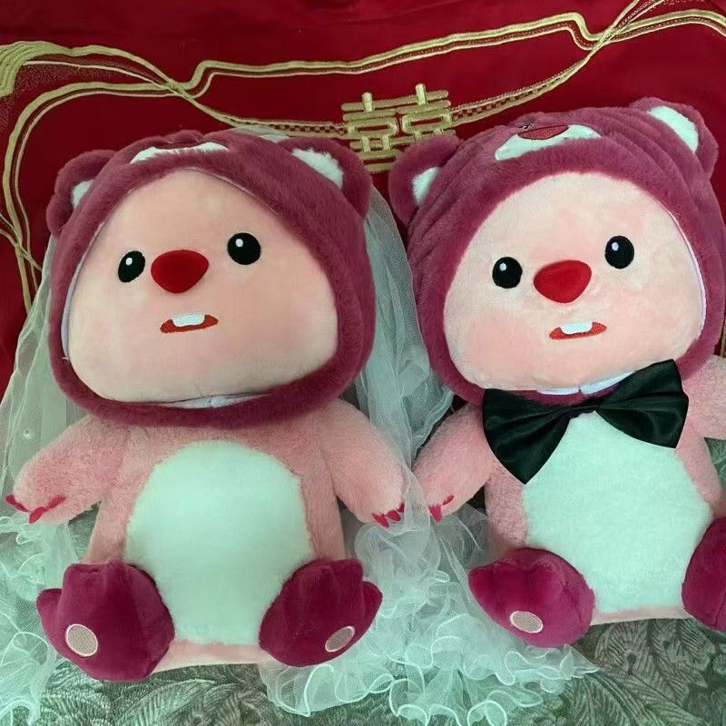 网红压床娃娃玩偶婚礼送女友毛绒公仔变装海狸娃娃玩具结婚礼物