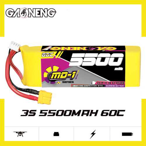 GNB高能5500mAh 3S 11.1V 60C遥控RC船模型EDF飞机电动设备锂电池