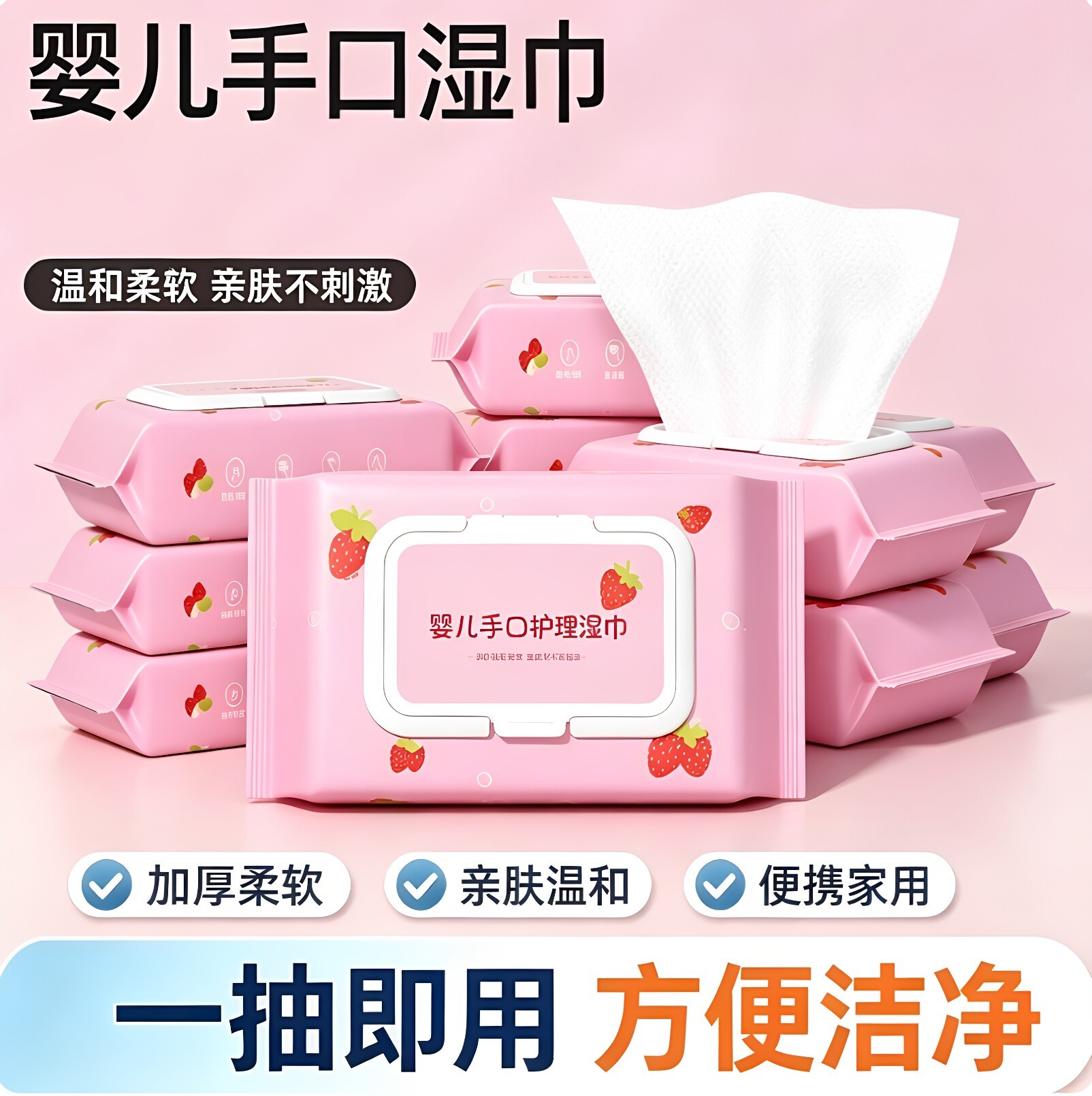 婴儿手口湿巾温和亲肤便携大包