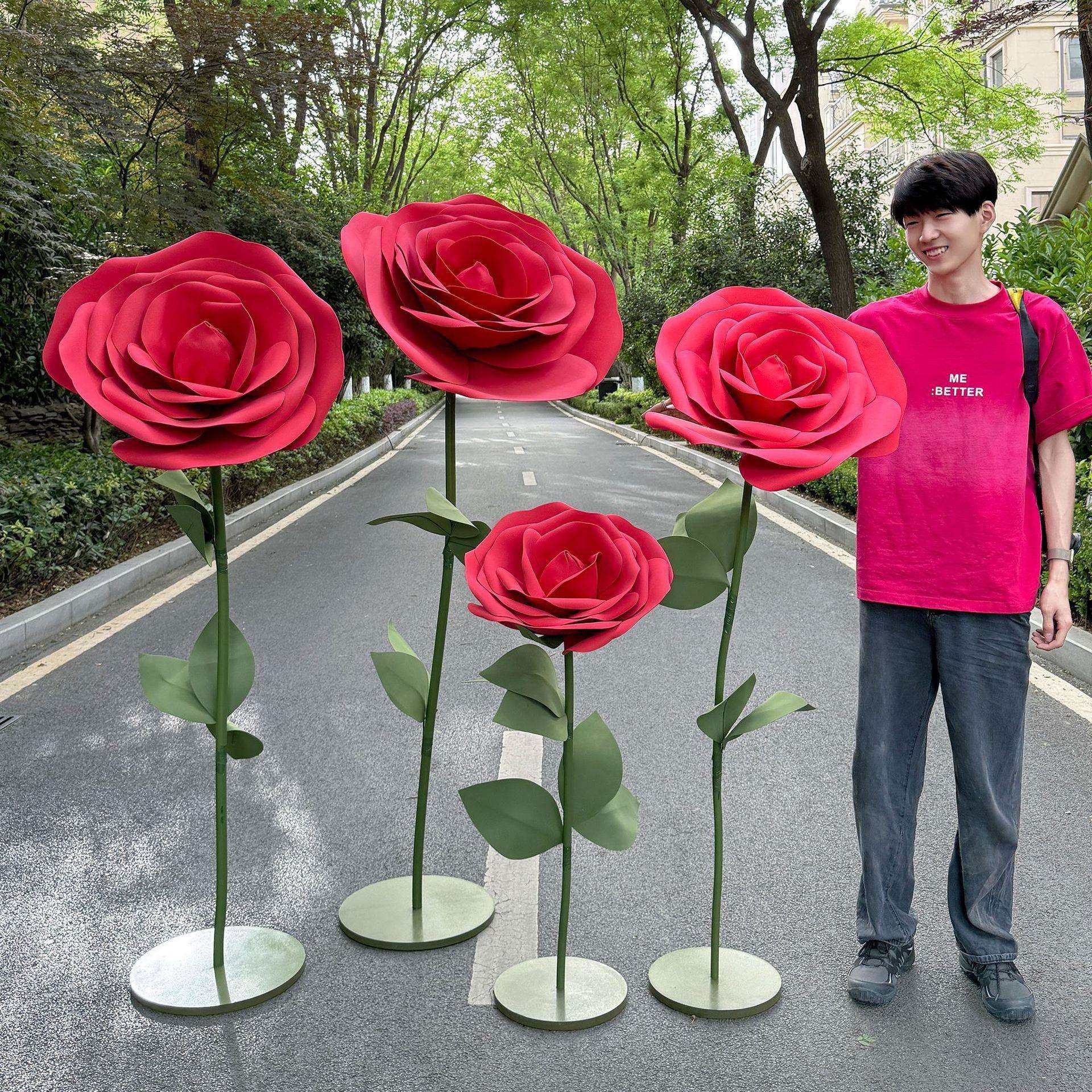 婚庆巨型立体玫瑰纸花艺婚礼大玫瑰道具美陈摆件网红橱窗布置装饰