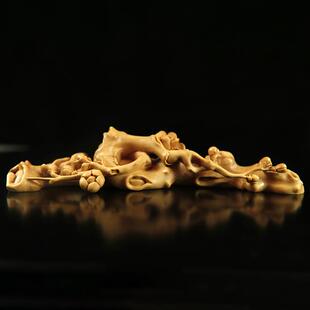 黄杨木雕刻复古笔架笔格工艺品文房四宝书法用品梅花笔搁摆件