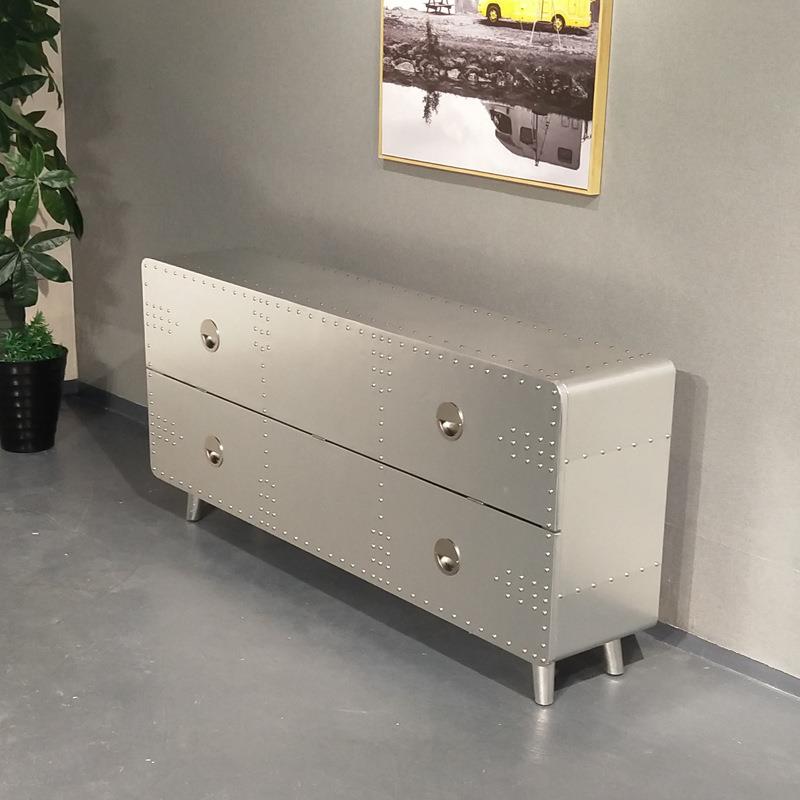 工业风个性电视柜loft北欧美式复古风格设计师铝皮铆钉客厅边柜