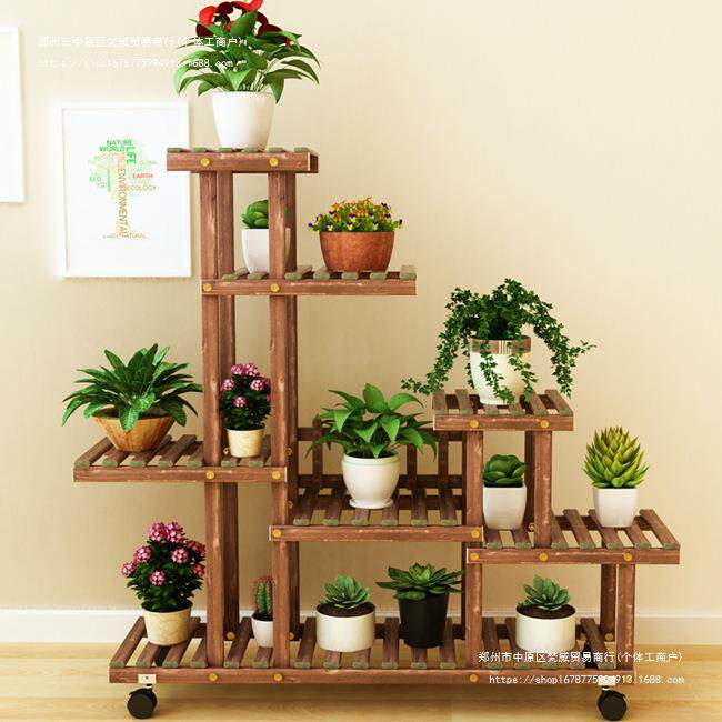 实木多肉阳台养花架室内置物架绿萝花架子多层客厅家用花盆架