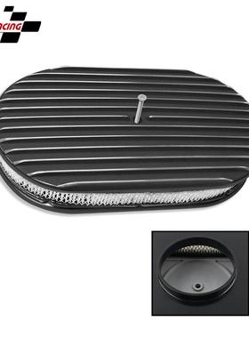 跨境热销 15inch全翅片黑色铝椭圆形复古通用空气滤清器套件