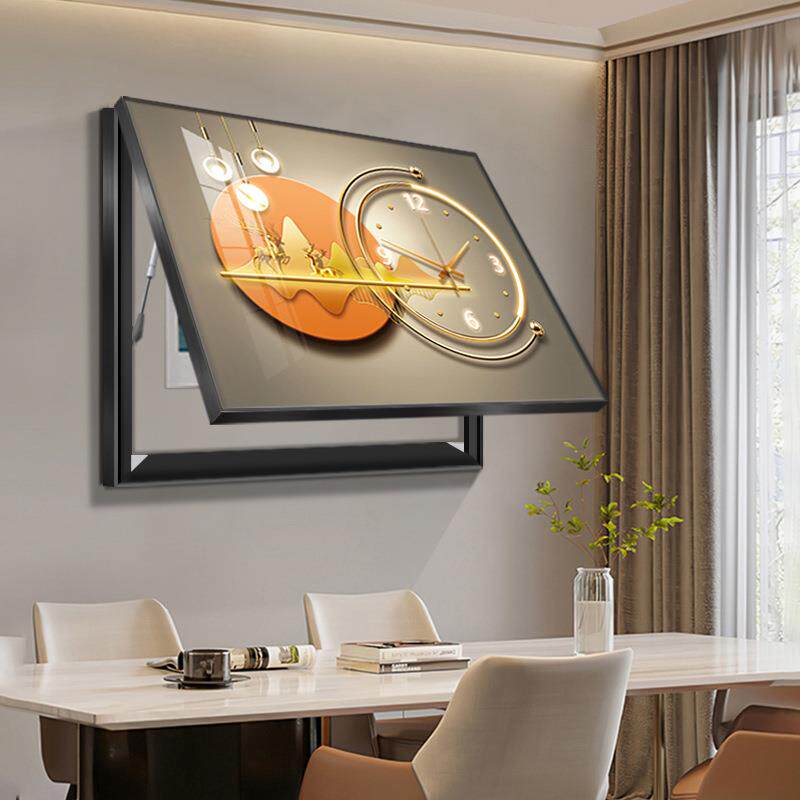 入户电表箱装饰画现代简约高端带钟表餐厅配电箱遮挡盖板轻奢挂画