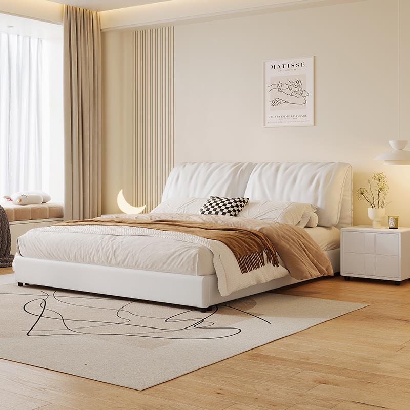 6R轻奢布艺床耳朵科技布1.5m现代简约主卧双人床奶油风高箱储