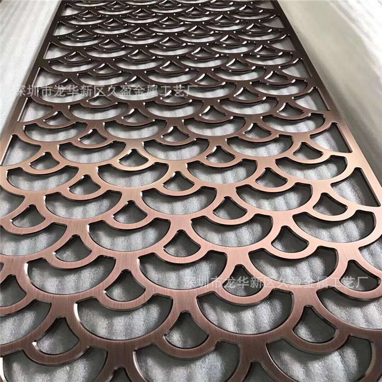铝板雕刻 电镀红古铜 屏风隔断 艺术雕花 铝板浮雕画 镂空屏风