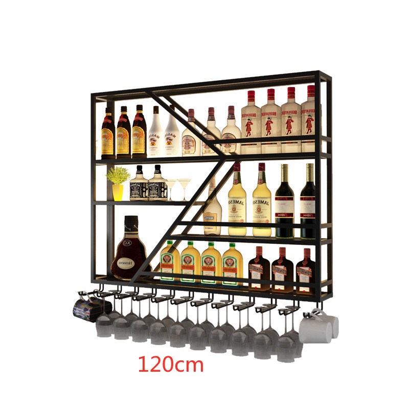 红酒背景灯光酒i柜壁挂酒吧饭店墙上吧台展示置物架清吧挂墙酒杯