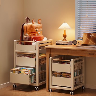 书包置物架可移动带n轮小推车书桌底下收纳柜书本放置神器落地书