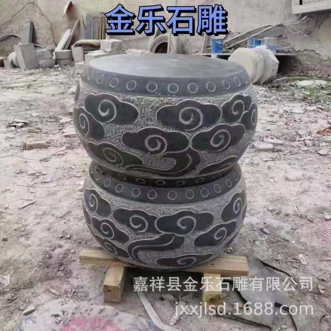 厂家直供柱础石 仿古做旧石柱墩镂空青石柱基石空心雕花石雕