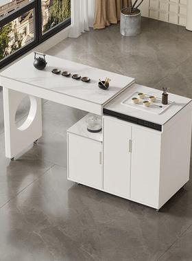 Tal可移动伸缩旋转茶车轻奢烧水壶一体阳台家用小户型岩板茶桌椅