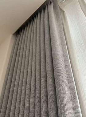 2025高遮光棉麻风格高遮光窗帘卧室客厅灰色现代简约