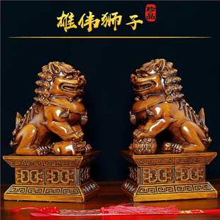 狮子摆件树脂霸气雄伟狮子一对工艺品摆件家居办公室客厅装饰