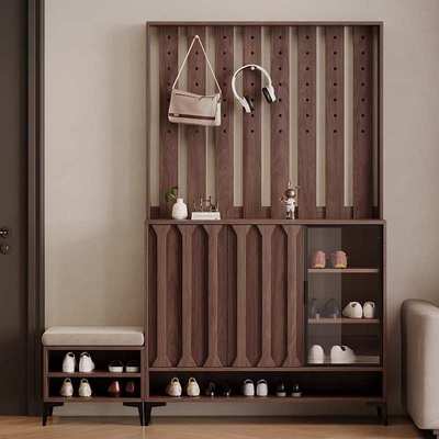 实木鞋架换鞋凳鞋柜带挂衣架一体中式落地家用入户门鞋帽架鞋橱