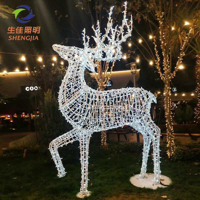 鹿造型灯 发光LED鹿拉车 3d滴胶鹿景观灯草坪公园灯光秀装饰灯