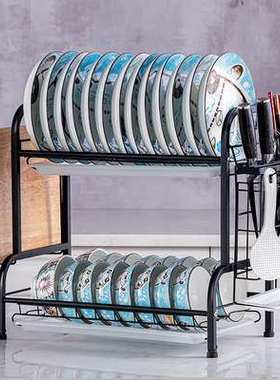 厨房置物架黑色不锈钢水池沥水碗架碟架多层收纳架Storage Rack